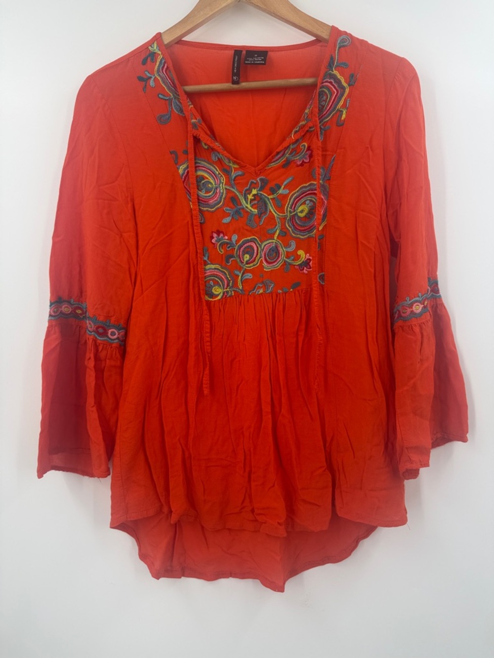 Summer womans babydoll gauze top Lightweight embroidered blouse boho festival